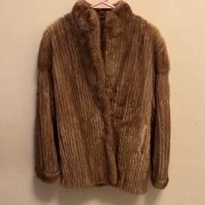 Charles Klein Real Minkskin Mink Fur leather Brown women Jacket